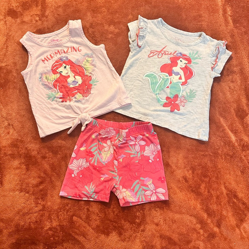 Disney Ariel Kids Matching Set - Pink and Gray
